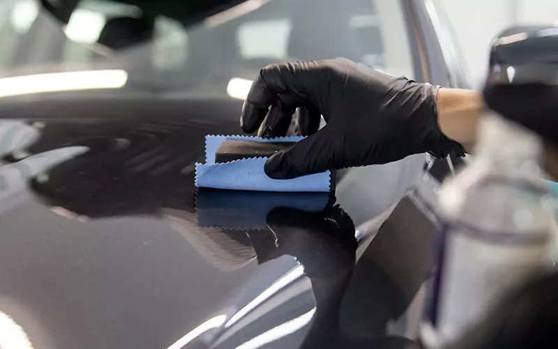 Ceramic Coating being applied to a bonnet