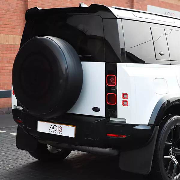 Colour coded bumpers on white defender