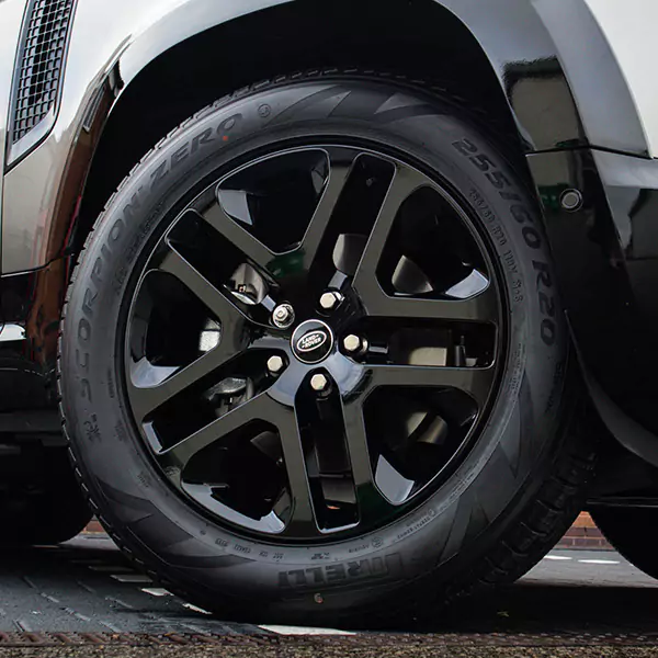 black powder coated land rover alloy wheels